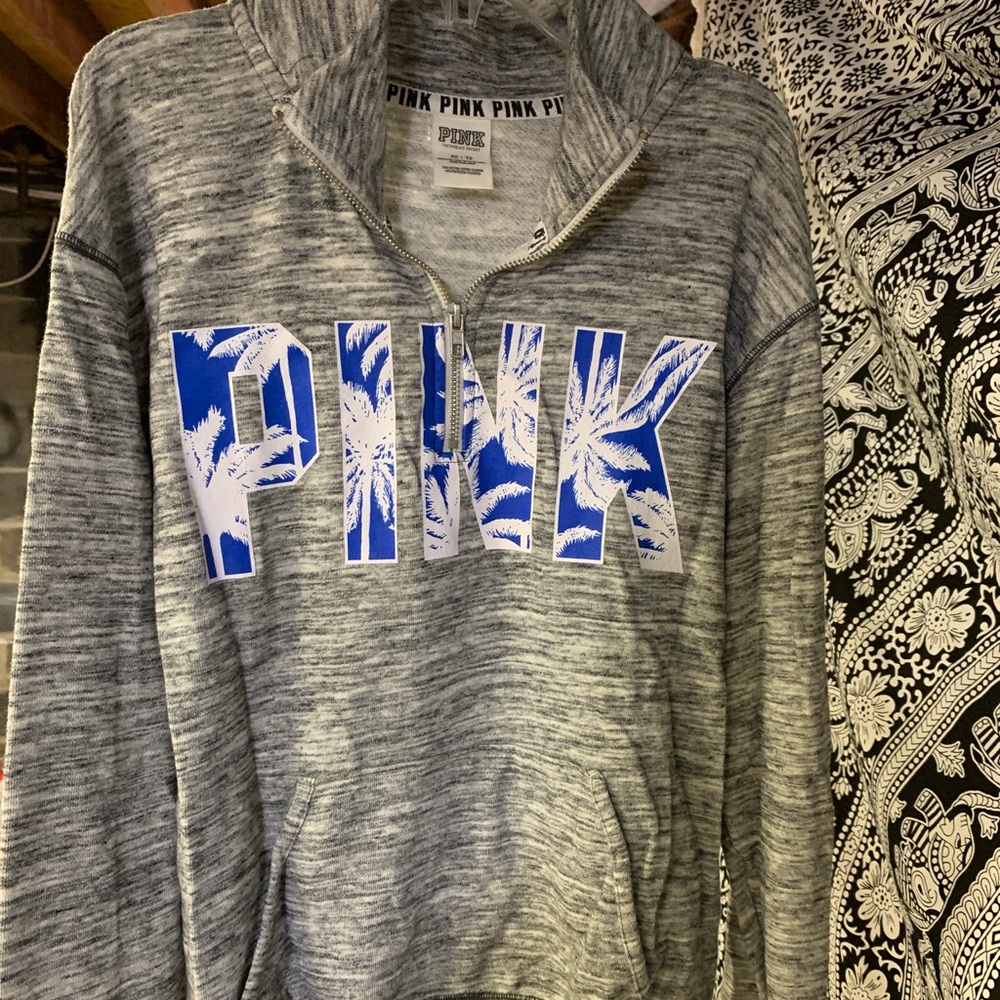VS PINK 3/4 ZIP SWEATSHIRT